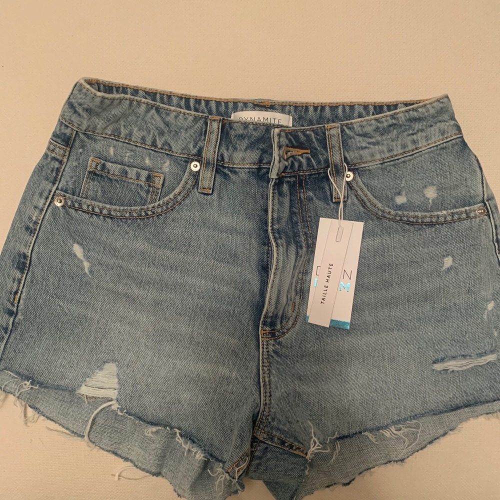 High waisted denim shorts